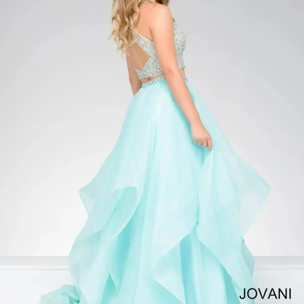 Jovani Navy Embellished Two Piece Prom Ballgown - Picture 5 of 7